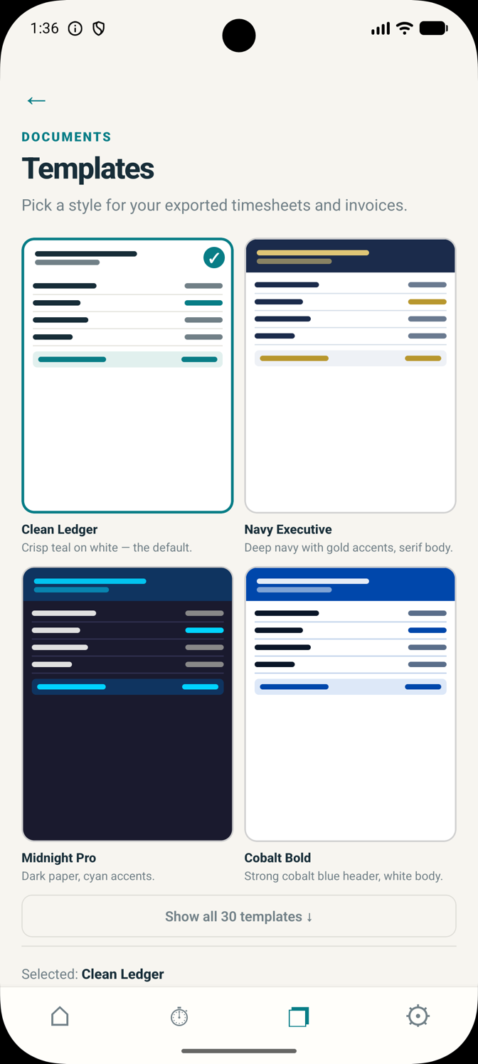 DoneGrip document template choices